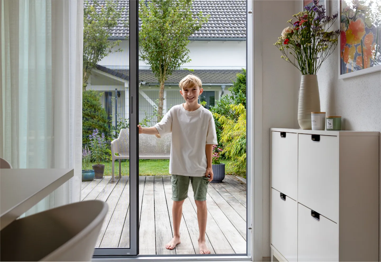 Neher Schiebeanlage SA 3 als Insektenschutz für Terrasse und Balkon – Insectosun München